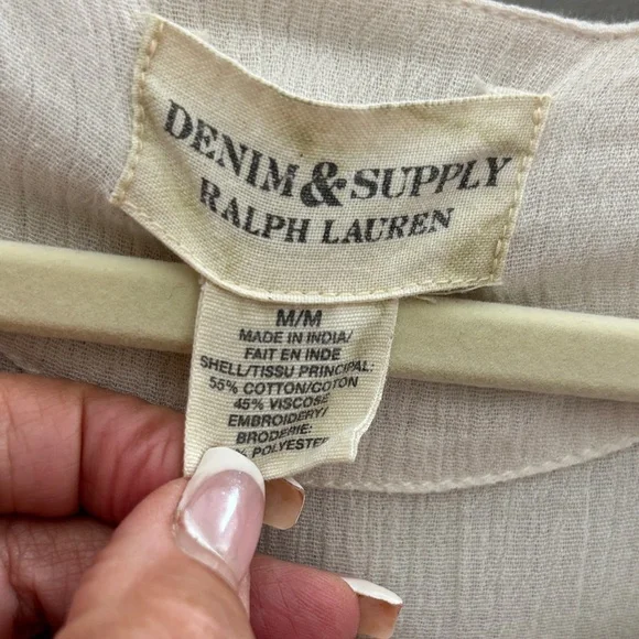 Denim & Supply Ralph Lauren Cream Peasant Blouse - Picture 4 of 6